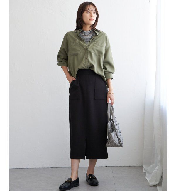 ikka「セルロース／デニムポケ付きシャツ」|シャツ・ブラウス|