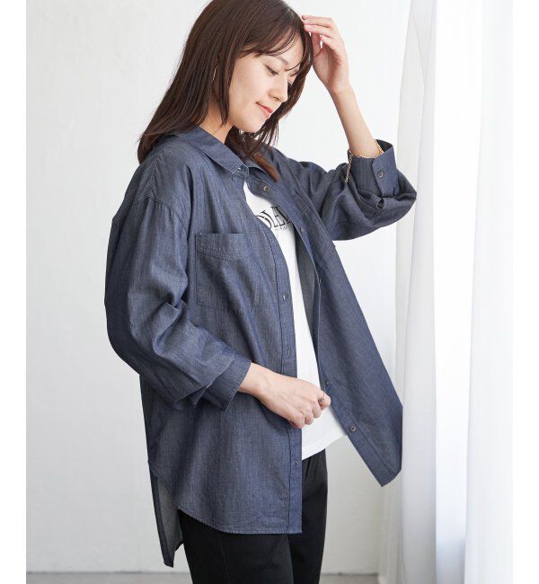 ikka「セルロース／デニムポケ付きシャツ」|シャツ・ブラウス|