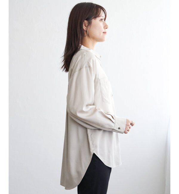 ikka「セルロース／デニムポケ付きシャツ」|シャツ・ブラウス|