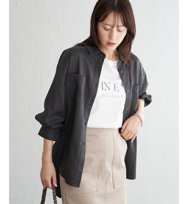 ikka「セルロース／デニムポケ付きシャツ」|シャツ・ブラウス|