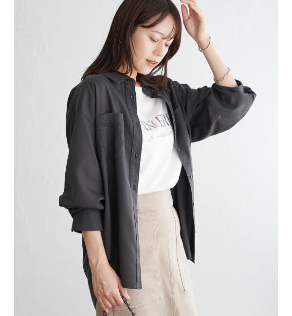 ikka「セルロース／デニムポケ付きシャツ」|シャツ・ブラウス|