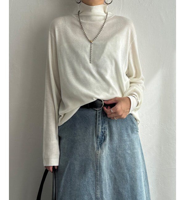 Lbc with Life「14Gスリットタートルニット」|カーディガン|ホワイト