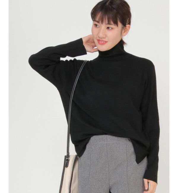 Lbc with Life「14Gスリットタートルニット」|カーディガン|ブラック