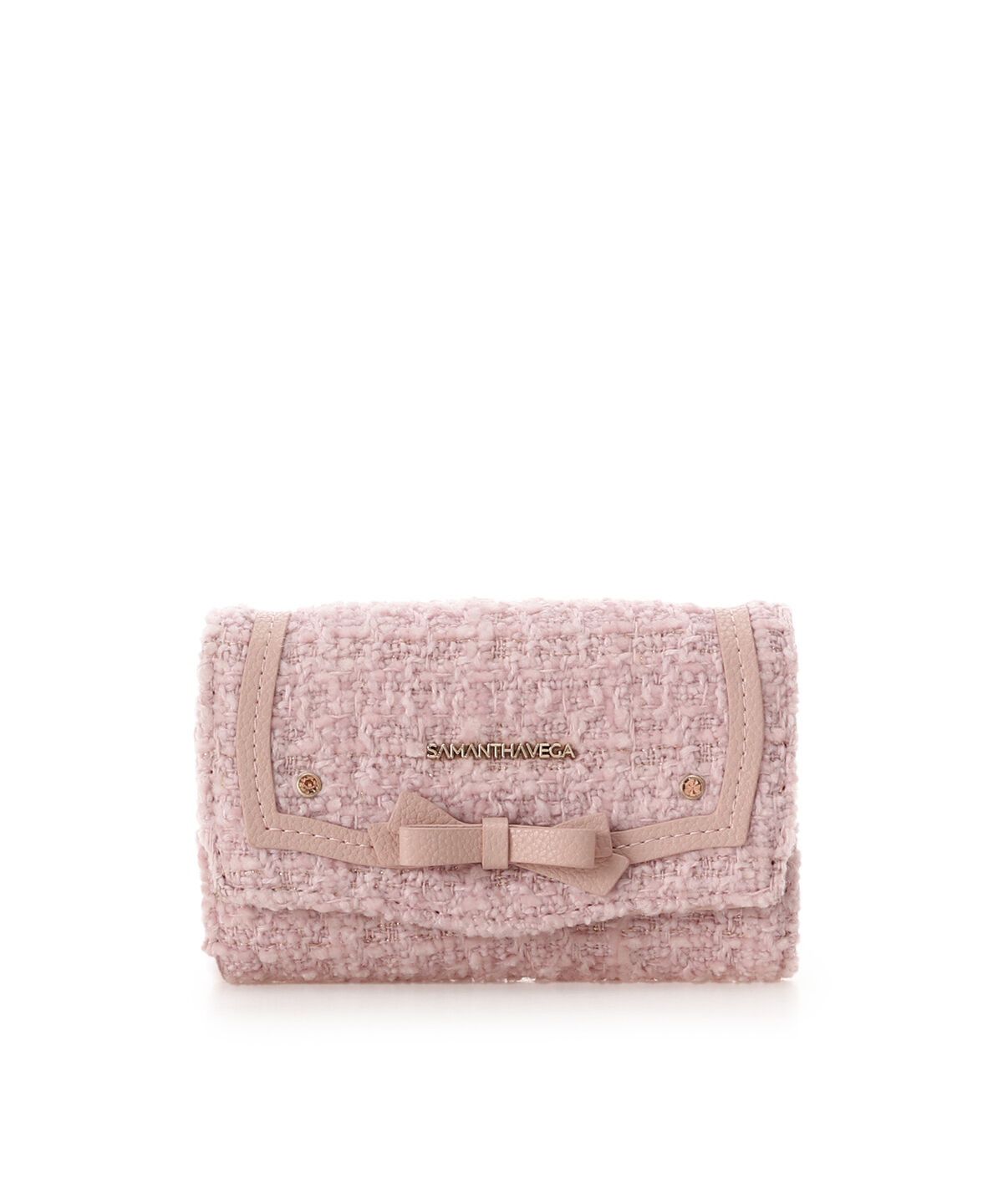 Samantha Vega「ソリッドリボンツイードキーケース」|キーケース|ピンク