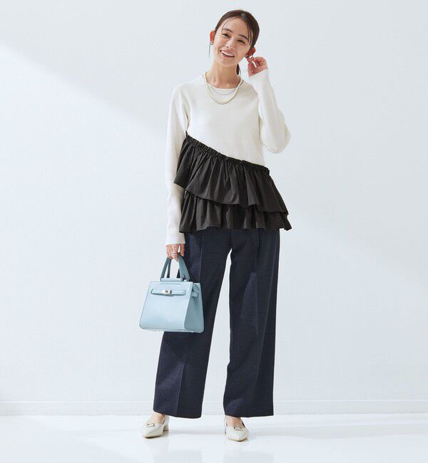 UNITED ARROWS green label relaxing「タフタ ドッキング ペプラム プルオーバー ニット ウォッシャブル」|ニット・セーター|