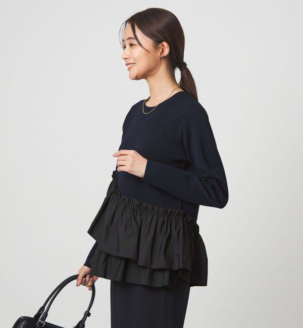 UNITED ARROWS green label relaxing「タフタ ドッキング ペプラム プルオーバー ニット ウォッシャブル」|ニット・セーター|