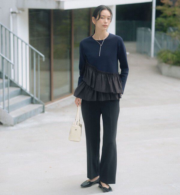 UNITED ARROWS green label relaxing「タフタ ドッキング ペプラム プルオーバー ニット ウォッシャブル」|ニット・セーター|