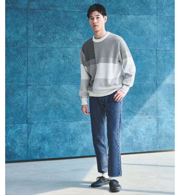 UNITED ARROWS green label relaxing「カラー ブロック ジャカード クルーネック ニット」|ニット・セーター|