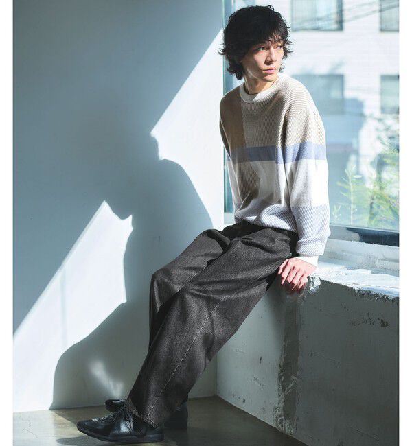 UNITED ARROWS green label relaxing「カラー ブロック ジャカード クルーネック ニット」|ニット・セーター|