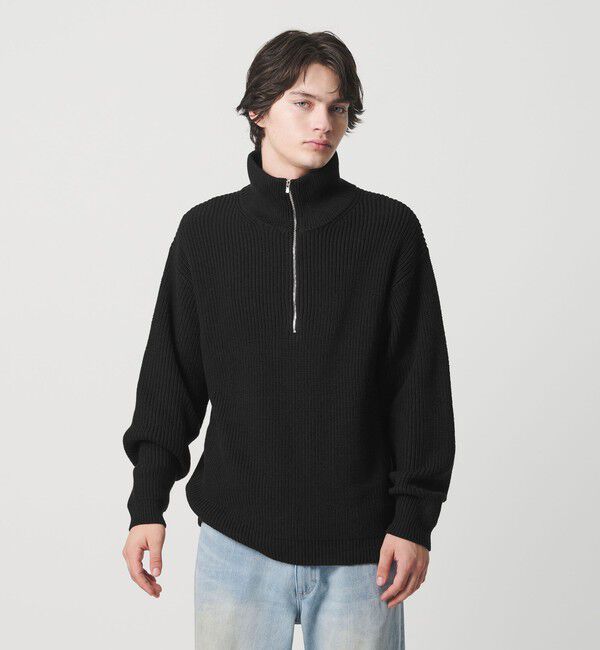 MONKEY TIME「バルキー アゼ ハーフジップ ニット」|ニット・セーター|