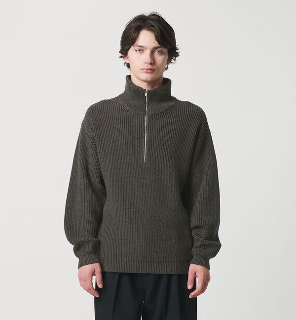 MONKEY TIME「バルキー アゼ ハーフジップ ニット」|ニット・セーター|