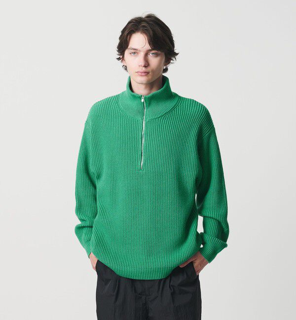 MONKEY TIME「バルキー アゼ ハーフジップ ニット」|ニット・セーター|