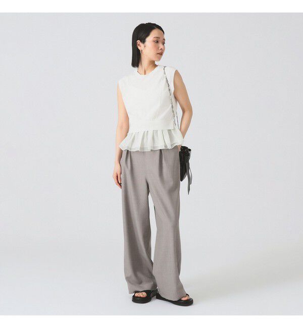 Ray BEAMS 「シアー ペプラム クルーネック ノースリーブ ニット」|ニット・セーター|