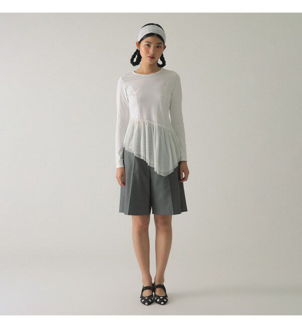 Ray BEAMS 「チュール キリカエ アシンメトリー ヘム Tシャツ」|Tシャツ・カットソー|