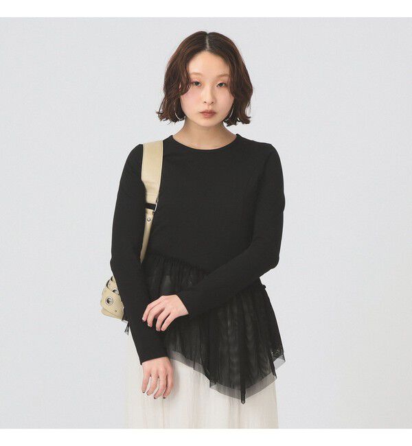 Ray BEAMS 「チュール キリカエ アシンメトリー ヘム Tシャツ」|Tシャツ・カットソー|