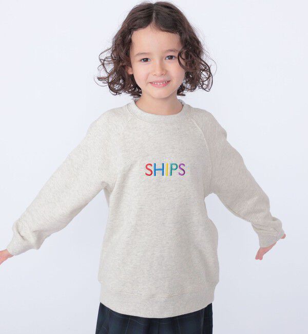 SHIPS KIDS「SHIPS KIDS:100～130cm / 刺繍 ロゴ ラグラン スウェット」|スウェット・ジャージ|オートミール