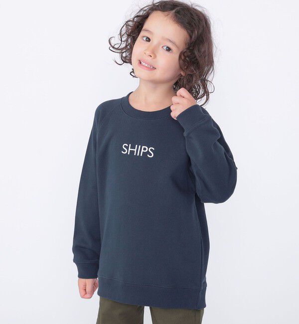 SHIPS KIDS「SHIPS KIDS:100～130cm / 刺繍 ロゴ ラグラン スウェット」|スウェット・ジャージ|ネイビー