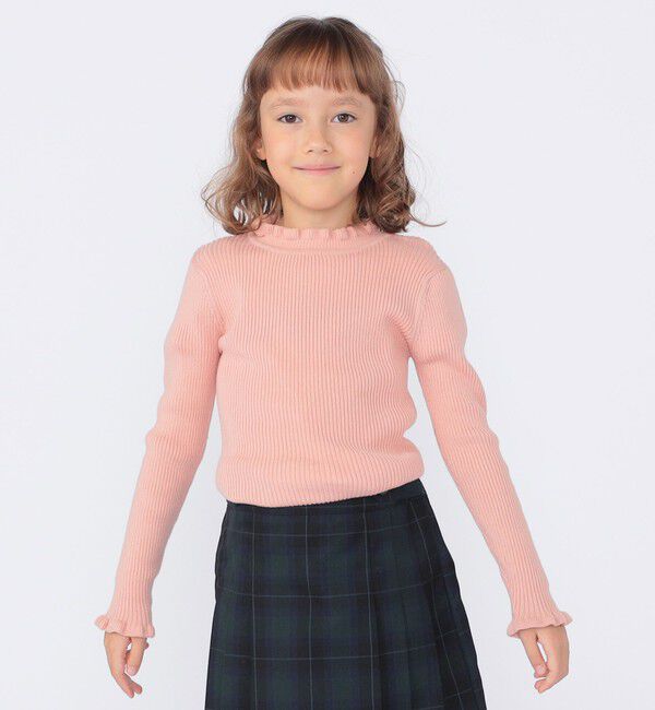 SHIPS KIDS「SHIPS KIDS:100～120cm /〈手洗い可能〉フリル リブ ニット」|Tシャツ・カットソー|ピンク系