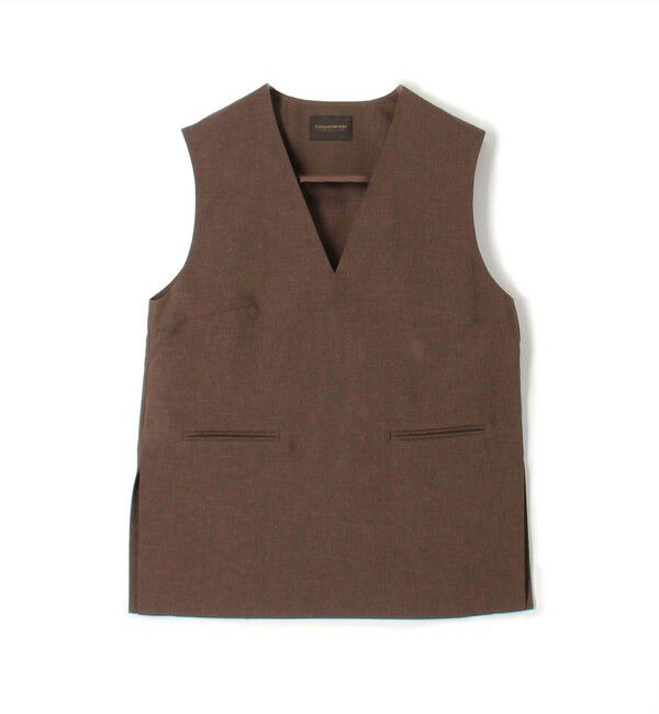 TOMORROWLAND collection「エクストラファインポリエステルトロピカル Vネックトップス」|プルオーバー|47 ブラウン