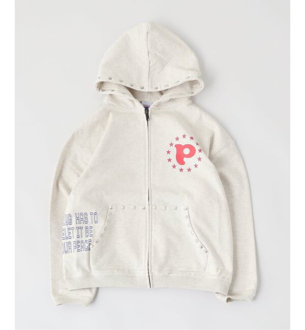 JOINT WORKS「PLAYHOUR /プレイアワー P Logo Studs Zip Hoodie」|スウェット・ジャージ|グレーA