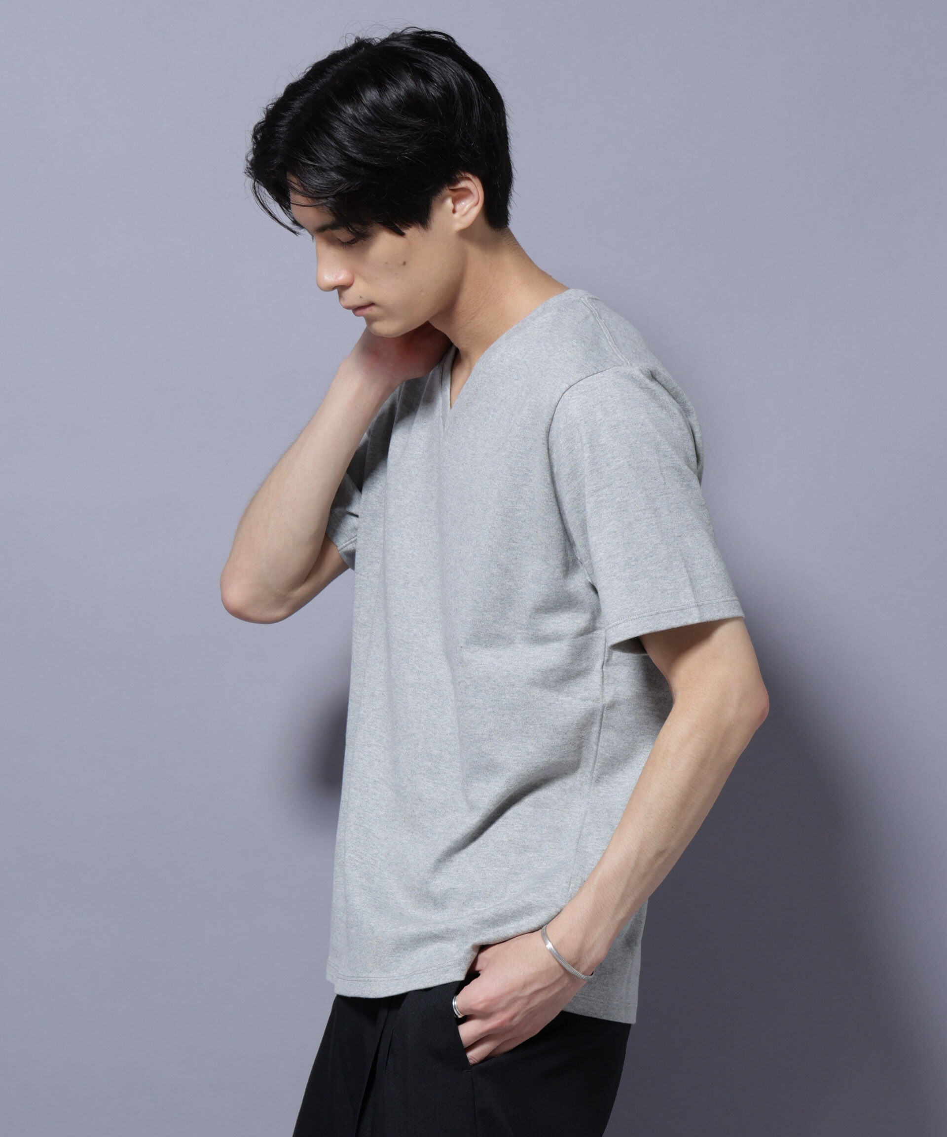 nano･universe「WEB限定/Anti Soaked(R) 汗染み防止 Vネック レギュラーシルエットTシャツ」|Tシャツ・カットソー|トップグレー4