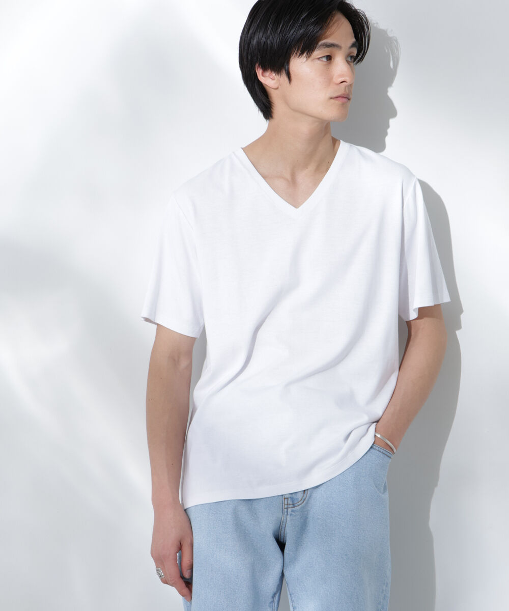 nano･universe「WEB限定/Anti Soaked(R) 汗染み防止 Vネック レギュラーシルエットTシャツ」|Tシャツ・カットソー|