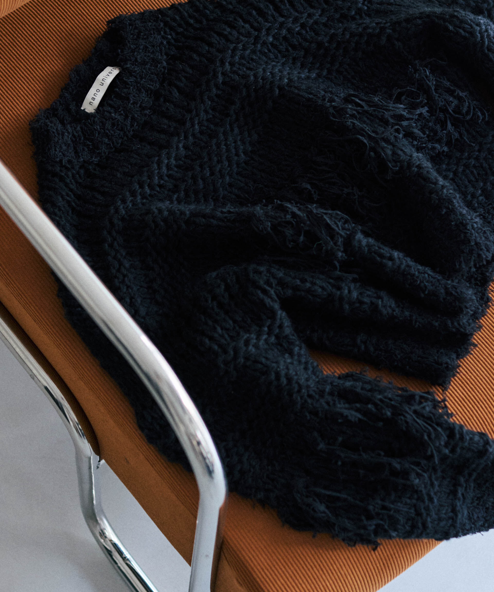 nano･universe「異素材ボーダーフリンジニットプルオーバー」|ニット・セーター|