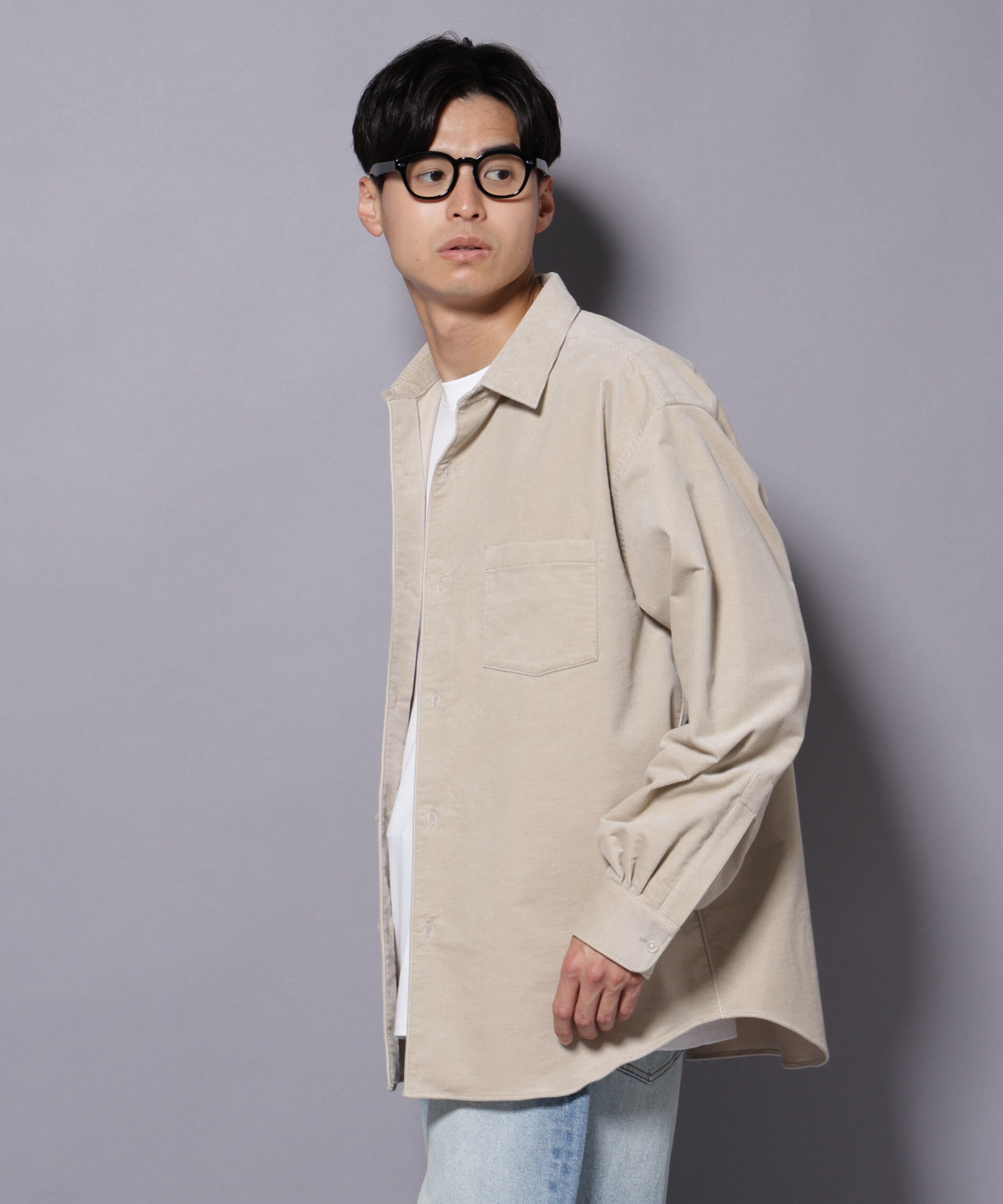 nano･universe「AIRコーデュロイ レギュラーカラーシャツ/STRETCH」|シャツ・ブラウス|ライトベージ 1