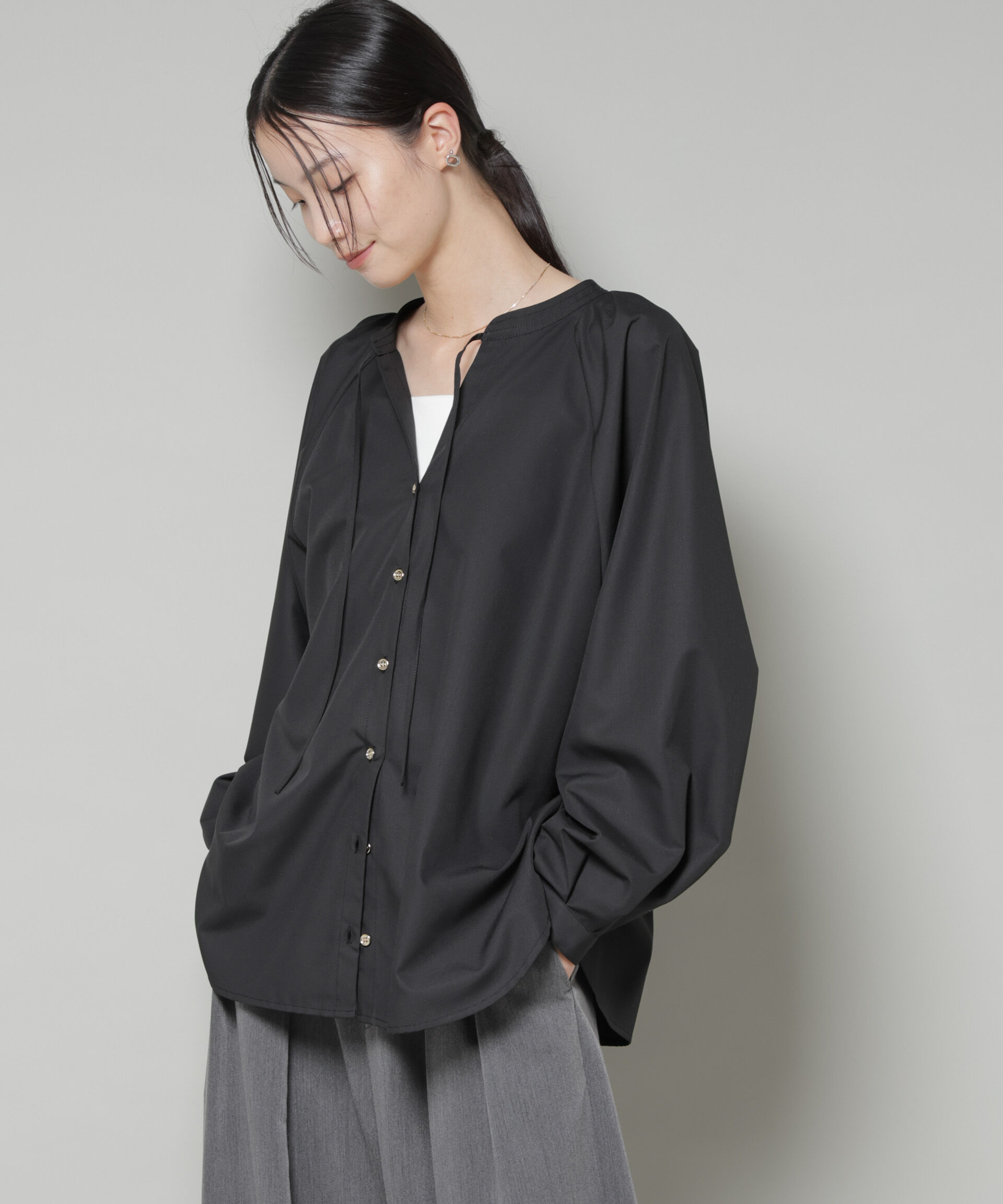 nano･universe「前後2wayラグランスリーブデザインブラウス」|シャツ・ブラウス|