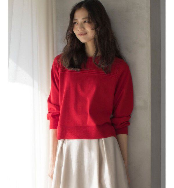 組曲「透かし柄 ニットプルオーバー」|ニット・セーター|レッド系