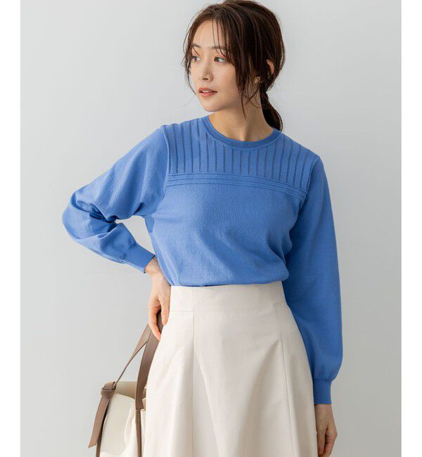 組曲「透かし柄 ニットプルオーバー」|ニット・セーター|ブルー系
