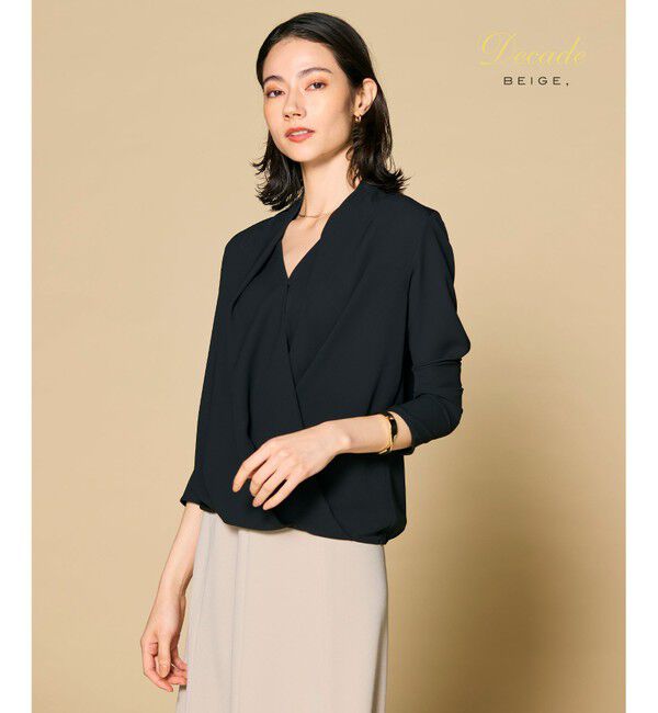 BEIGE,「OLIVE / カシュクールロングスリーブブラウス」|シャツ・ブラウス|Black