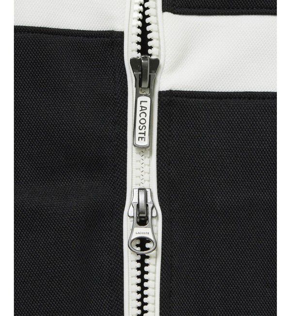 LACOSTE「アシンメトリーボーダーハイネック ドローストリング 鹿の子地 トラックジャケット」|スウェット・ジャージ|