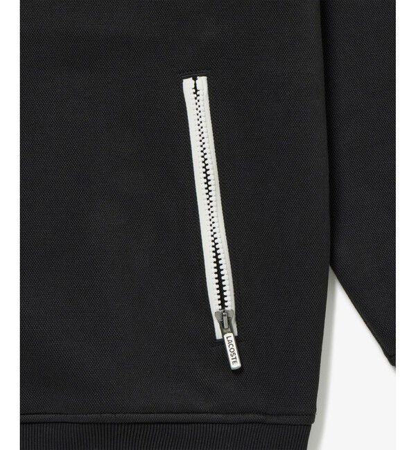 LACOSTE「アシンメトリーボーダーハイネック ドローストリング 鹿の子地 トラックジャケット」|スウェット・ジャージ|