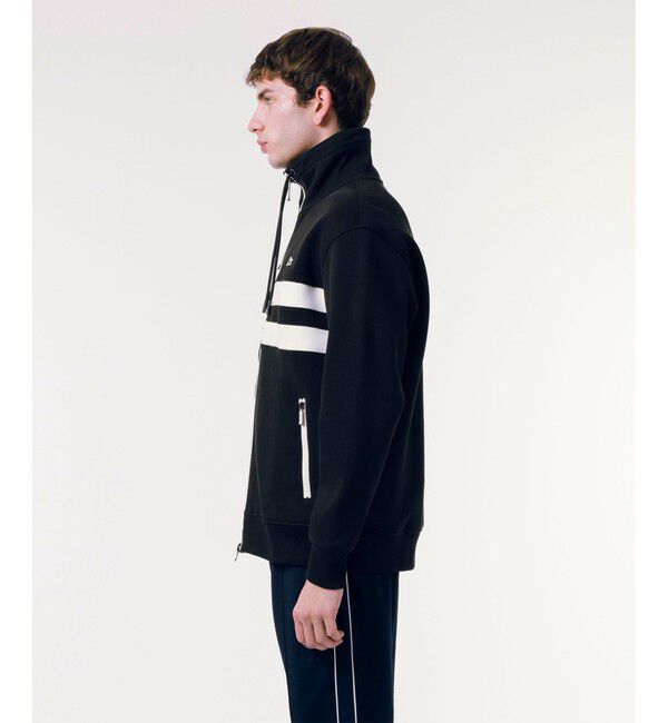 LACOSTE「アシンメトリーボーダーハイネック ドローストリング 鹿の子地 トラックジャケット」|スウェット・ジャージ|