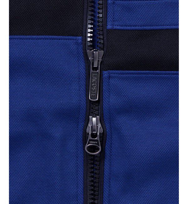 LACOSTE「アシンメトリーボーダーハイネック ドローストリング 鹿の子地 トラックジャケット」|スウェット・ジャージ|