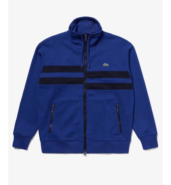 LACOSTE「アシンメトリーボーダーハイネック ドローストリング 鹿の子地 トラックジャケット」|スウェット・ジャージ|