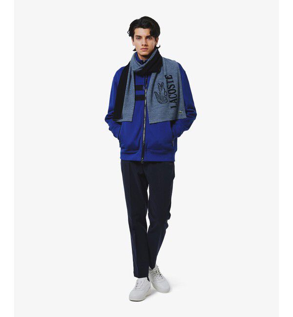 LACOSTE「アシンメトリーボーダーハイネック ドローストリング 鹿の子地 トラックジャケット」|スウェット・ジャージ|