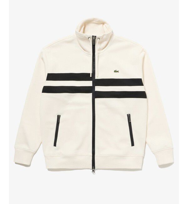 LACOSTE「アシンメトリーボーダーハイネック ドローストリング 鹿の子地 トラックジャケット」|スウェット・ジャージ|