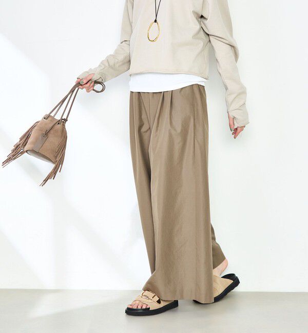 NOLLEY'S「ウォッシャブルエクセルテックタンブラー2タックワイドパンツ」|その他|カーキ