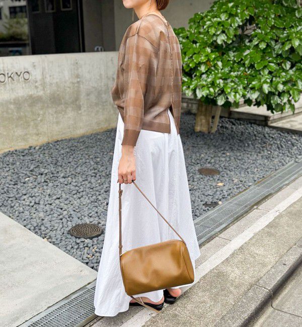 Rie Miller「《手洗い可能》シアーブロックチェック2WAYクルーネックカーディガン」|カーディガン|