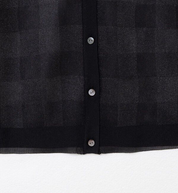 Rie Miller「《手洗い可能》シアーブロックチェック2WAYクルーネックカーディガン」|カーディガン|