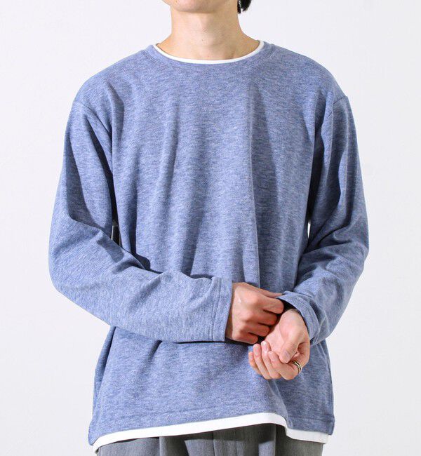 GLOSTER「【もちもち素材】ストレッチサカリバ起毛フェイクレイヤードプルオーバー」|Tシャツ・カットソー|