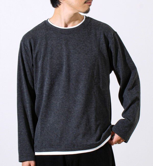 GLOSTER「【もちもち素材】ストレッチサカリバ起毛フェイクレイヤードプルオーバー」|Tシャツ・カットソー|