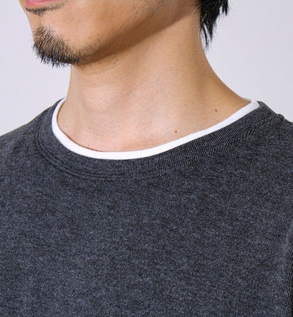 GLOSTER「【もちもち素材】ストレッチサカリバ起毛フェイクレイヤードプルオーバー」|Tシャツ・カットソー|