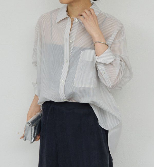  「カシュクールローンシャツ」|シャツ・ブラウス|ライトグレー