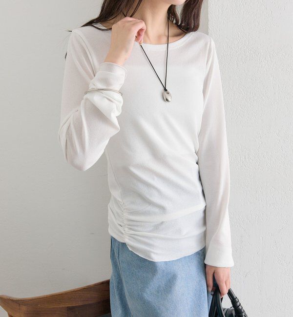  「裾ギャザーシアーロンＴ」|Tシャツ・カットソー|