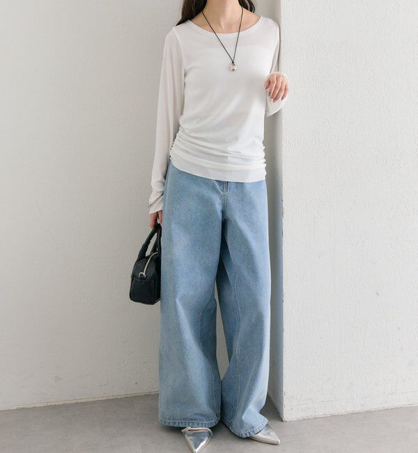  「裾ギャザーシアーロンＴ」|Tシャツ・カットソー|