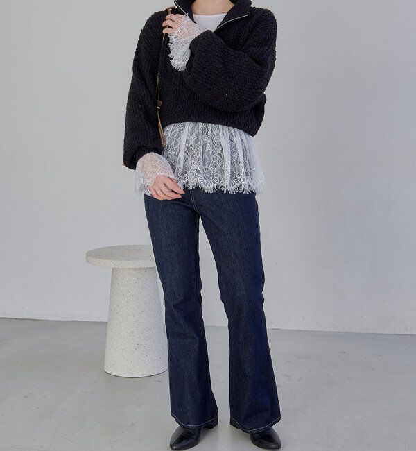  「【トレンド感あるレイヤードスタイルに！】レースロンT」|シャツ・ブラウス|