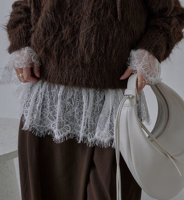  「【トレンド感あるレイヤードスタイルに！】レースロンT」|シャツ・ブラウス|